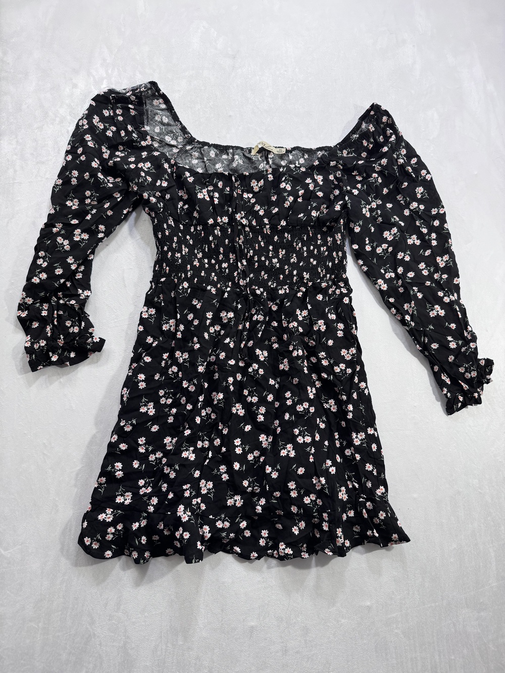 Liberty Love Black Floral Smocked Off Shoulder Top Sz XL